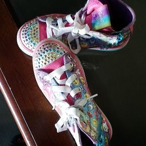 Kid Skechers Shoe. Size 12. Rainbow with light.